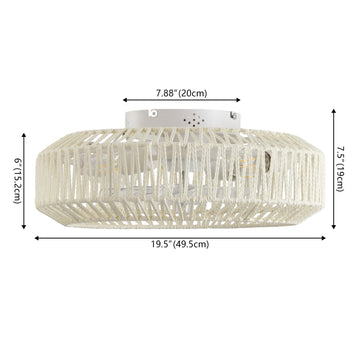 Rowan 19.5" 4-Light Modern Bohemian 6-Speed Metal/Rattan Mobile-App/Remote-Controlled Lantern LED Ceiling Fan - JONATHAN Y